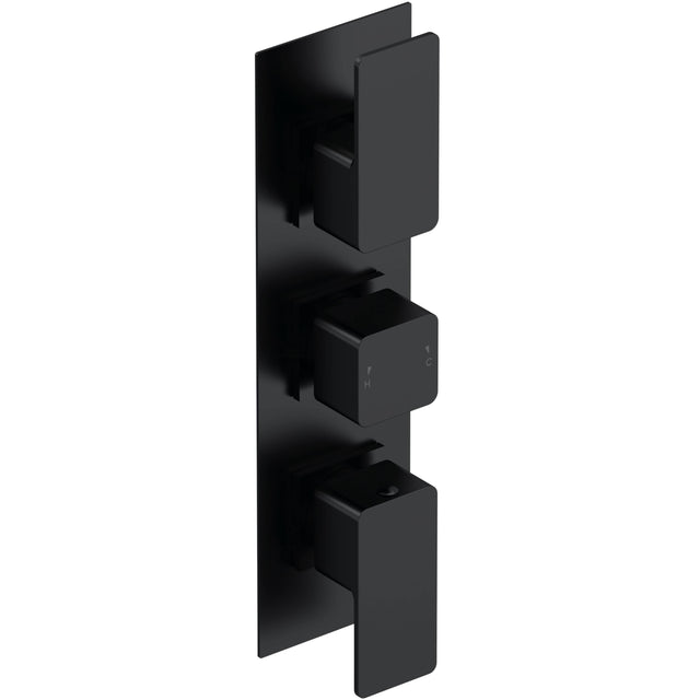 Nuie Windon 2 Outlet Thermostatic Concealed Shower Valve Matt Black WIN4TR02