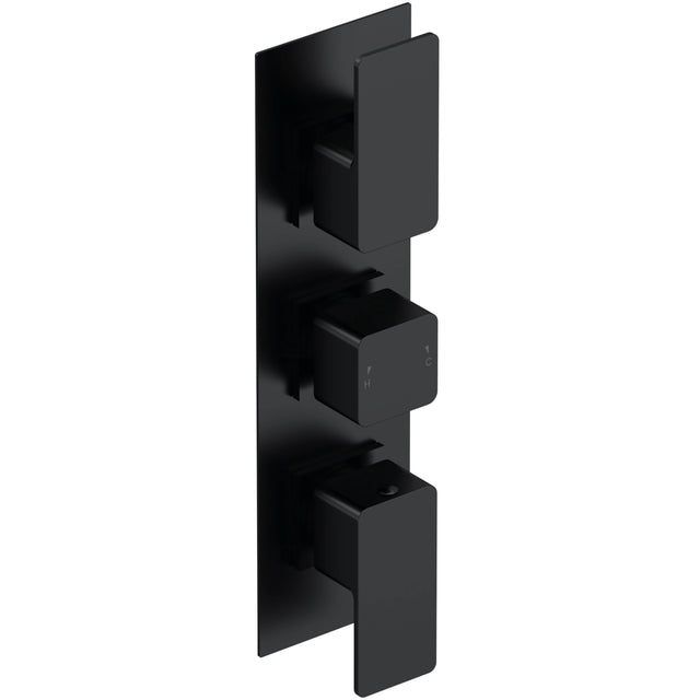 Nuie Windon 3 Outlet Thermostatic Concealed Shower Valve With Diverter Matt Black WIN4TR03