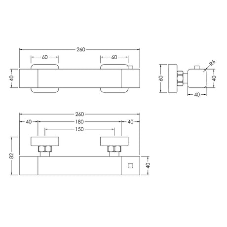 Nuie Windon Square Thermostatic Bar Shower Valve Chrome WIN503 LD