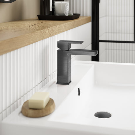 Nuie Windon Mono Basin Mixer Tap with Waste Brushed Pewter WIN705 LS1