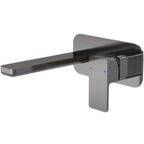 Nuie Windon 2-Hole Wall Mounted Basin Mixer Tap with Plate Brushed Pewter WIN728