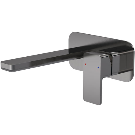 Nuie Windon 2-Hole Wall Mounted Basin Mixer Tap with Plate Brushed Pewter WIN728