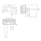 Nuie Windon 2-Hole Wall Mounted Basin Mixer Tap with Plate Brushed Pewter WIN728 LD