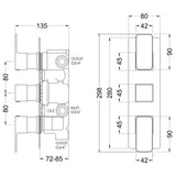 Nuie Windon 3 Outlet Thermostatic Concealed Shower Valve With Diverter Chrome WINTR03 LD