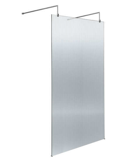 Hudson Reed 8mm Fluted Wetroom Screen - Freestanding With Arms - Chrome WRAF19510