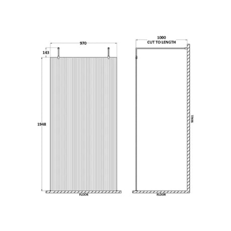 Hudson Reed 8mm Fluted Wetroom Screen - Freestanding With Arms - Brushed Brass WRAF19510BB LD
