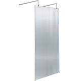 Hudson Reed 8mm Fluted Wetroom Screen - Freestanding With Arms - Chrome WRAF19590