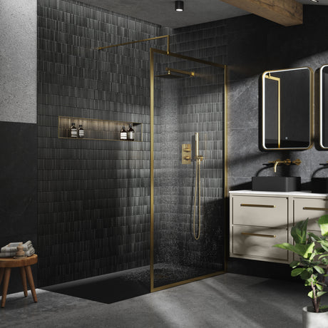Hudson Reed 8mm Full Outer Frame Wetroom Screen Brushed Brass WRFBB1911 LS