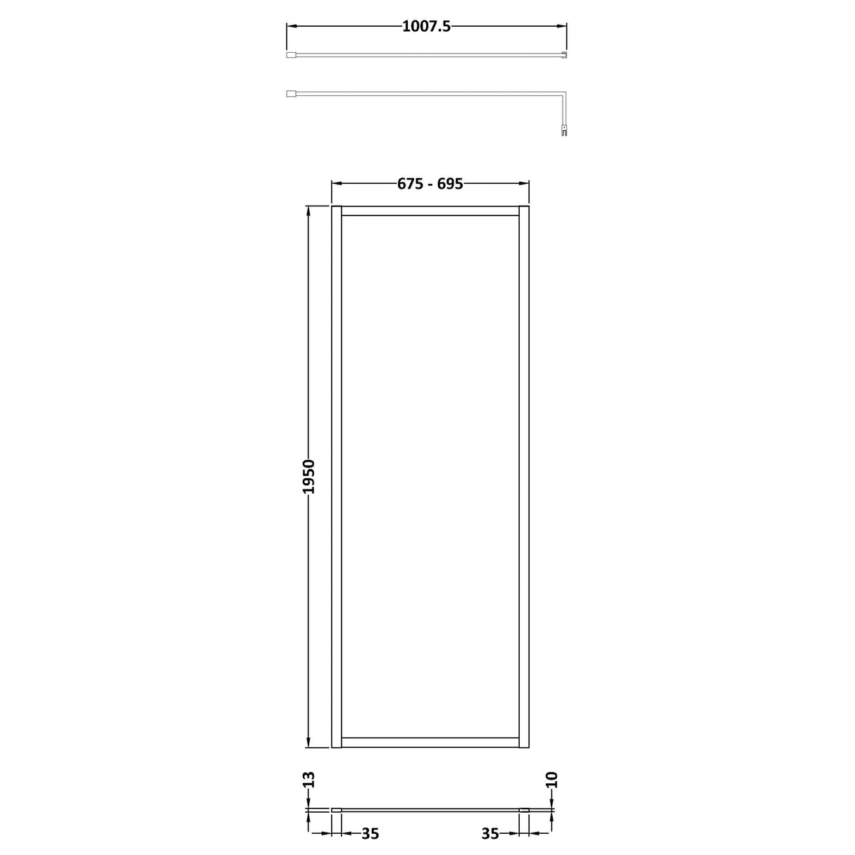 Hudson Reed 8mm Full Outer Frame Wetroom Screen Brushed Brass WRFBB1970 LD