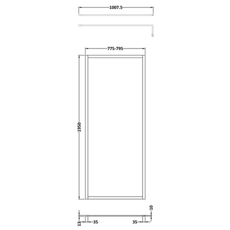 Hudson Reed 8mm Full Outer Frame Wetroom Screen Brushed Brass WRFBB1980 LD