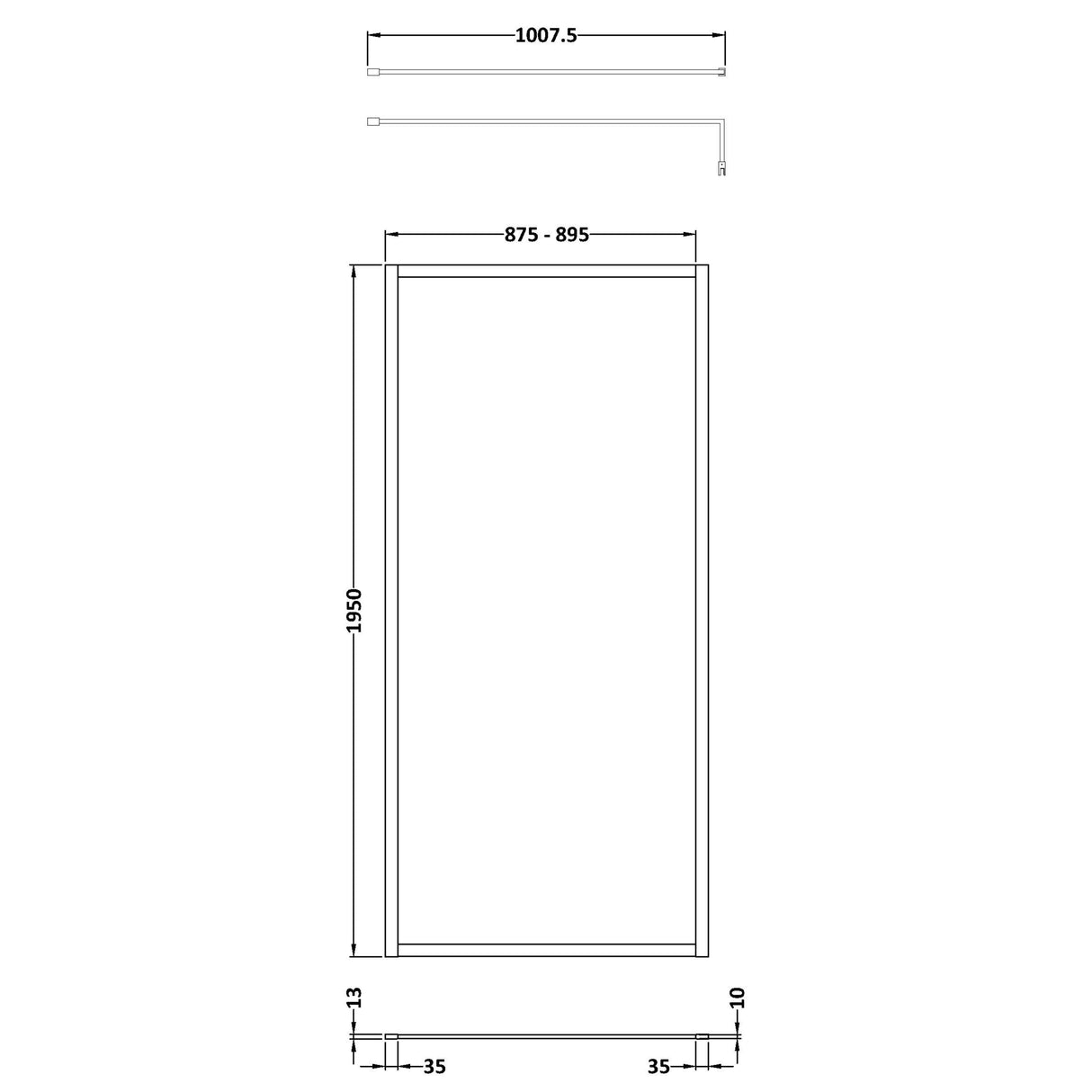 Hudson Reed 8mm Full Outer Frame Wetroom Screen Brushed Brass WRFBB1990 LD