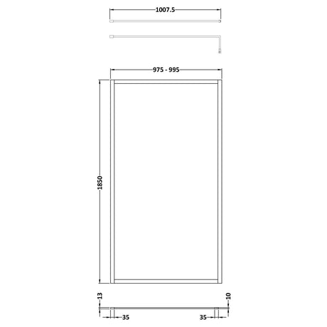 Nuie 8mm Full Outer Frame Wetroom Screen Matt Black WRFBP1810 LD