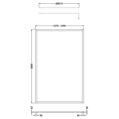 Nuie 8mm Full Outer Frame Wetroom Screen Matt Black WRFBP1812 LD