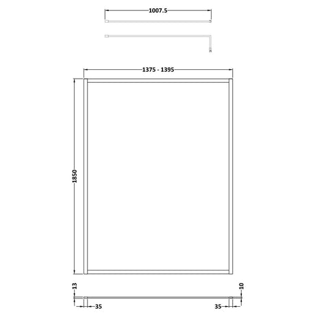 Nuie 8mm Full Outer Frame Wetroom Screen Matt Black WRFBP1814 LD