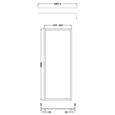Nuie 8mm Full Outer Frame Wetroom Screen Matt Black WRFBP1870 LD