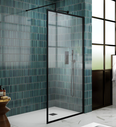 Nuie 8mm Full Outer Frame Wetroom Screen Matt Black WRFBP1870 LS