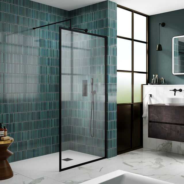 Hudson Reed 8mm Full Outer Frame Wetroom Screen Matt Black WRFBP1910 LS