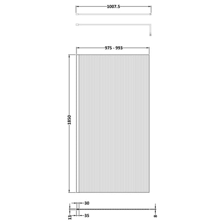 Nuie 8mm Fluted Wetroom Screen Brushed Brass WRFL18510BB LD