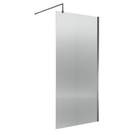Nuie 8mm Fluted Wetroom Screen Brushed Pewter WRFL18510GM