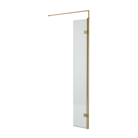 Nuie 8mm Fluted Wetroom Return Screen Brushed Brass WRFL18530BB