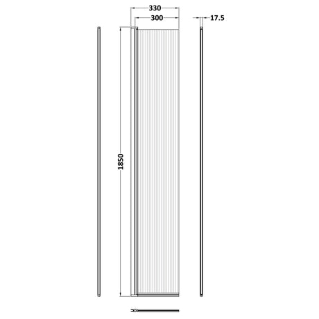 Nuie 8mm Fluted Wetroom Return Screen Brushed Brass WRFL18530BBHC LD