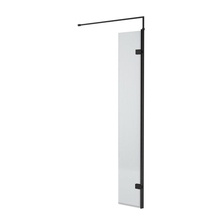 Nuie 8mm Fluted Wetroom Return Screen Matt Black WRFL18530BP