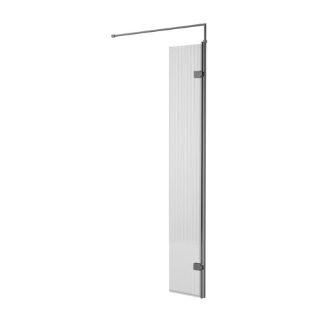 Nuie 8mm Fluted Wetroom Return Screen Brushed Pewter WRFL18530GM