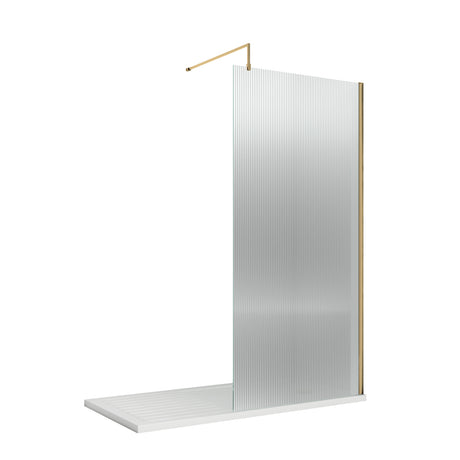 Nuie 8mm Fluted Wetroom Screen Brushed Brass WRFL18580BB