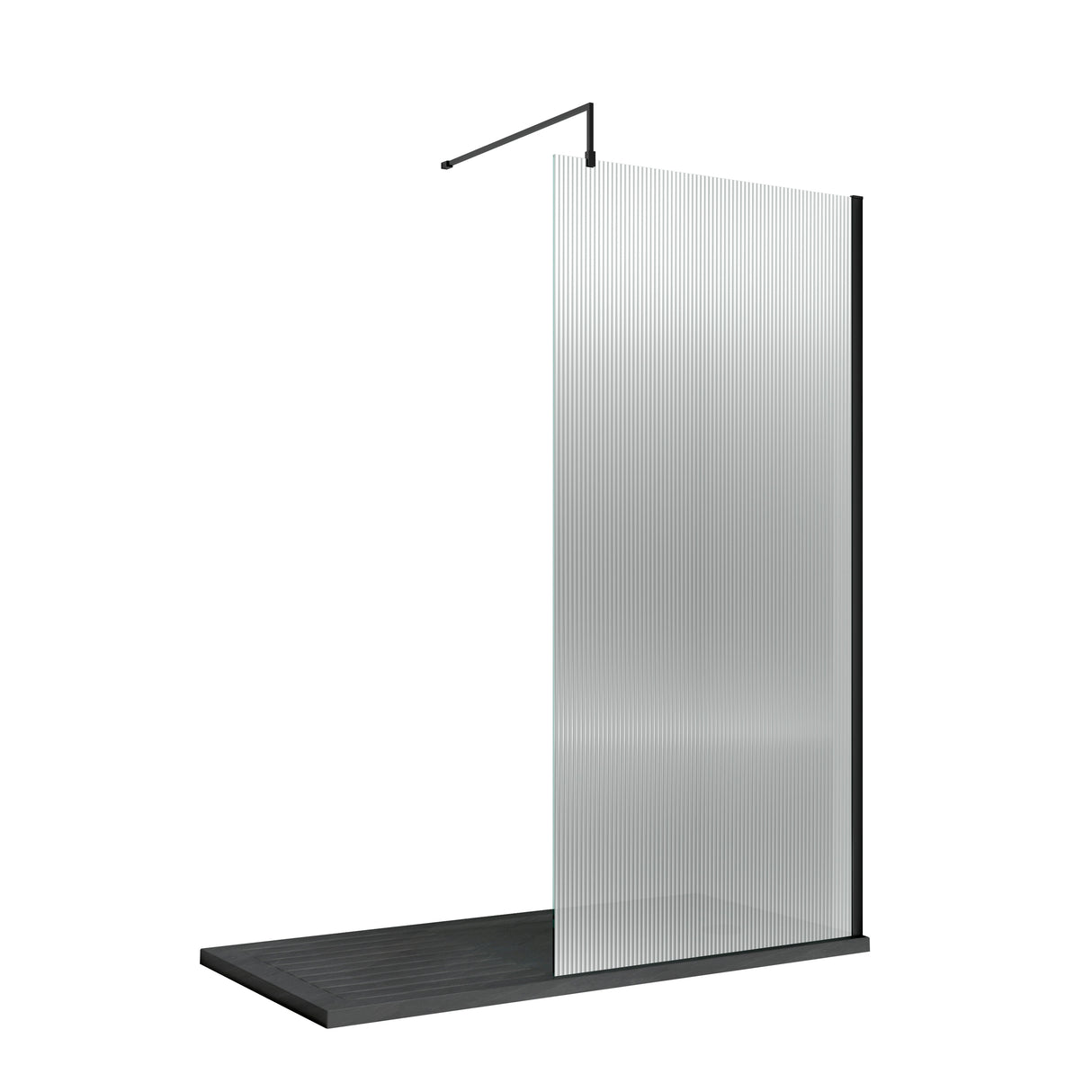 Nuie 8mm Fluted Wetroom Screen Matt Black WRFL18580BP
