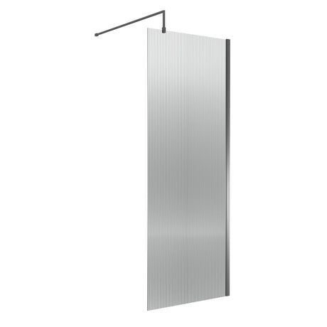 Nuie 8mm Fluted Wetroom Screen Brushed Pewter WRFL18580GM