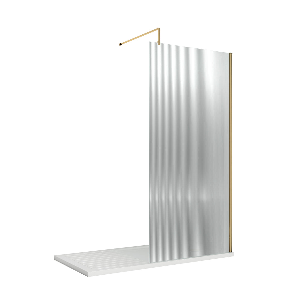 Nuie 8mm Fluted Wetroom Screen Brushed Brass WRFL18590BB