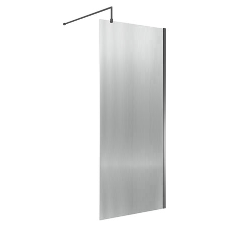 Nuie 8mm Fluted Wetroom Screen Brushed Pewter WRFL18590GM