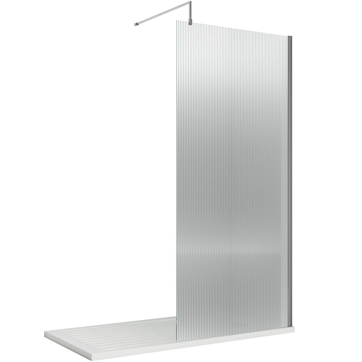 Hudson Reed 8mm Fluted Wetroom Screen - Wall Fixed - Chrome WRFL19510