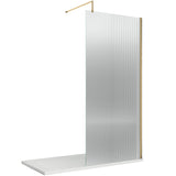 Hudson Reed 8mm Fluted Wetroom Screen - Wall Fixed - Brushed Brass WRFL19510BB