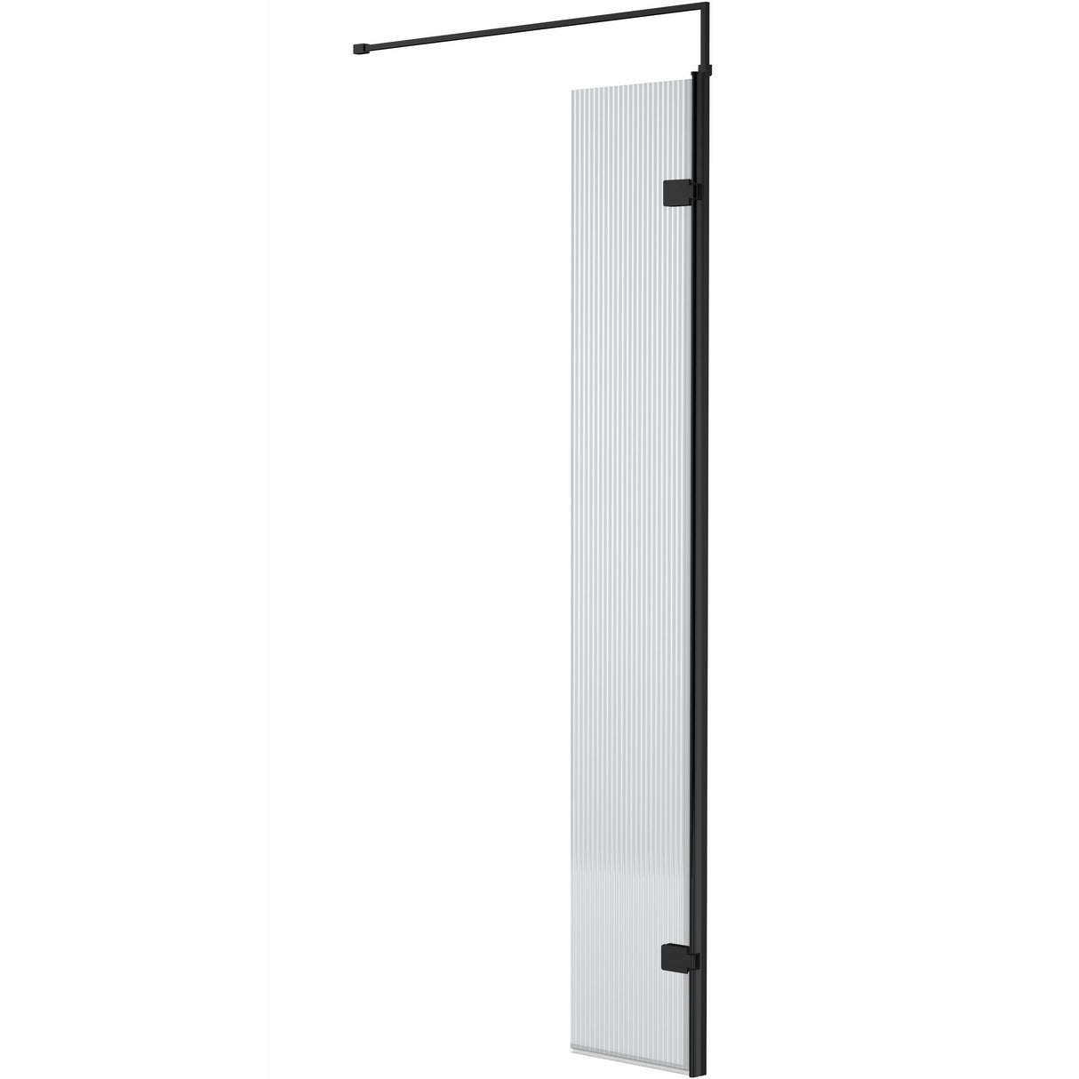 Hudson Reed 8mm Fluted Wetroom Return Screen Matt Black WRFL19530BP