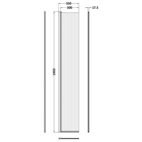 Hudson Reed 8mm Fluted Wetroom Return Screen Matt Black WRFL19530BPHC LD