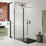 Hudson Reed 8mm Fluted Wetroom Return Screen Matt Black WRFL19530BPHC LS