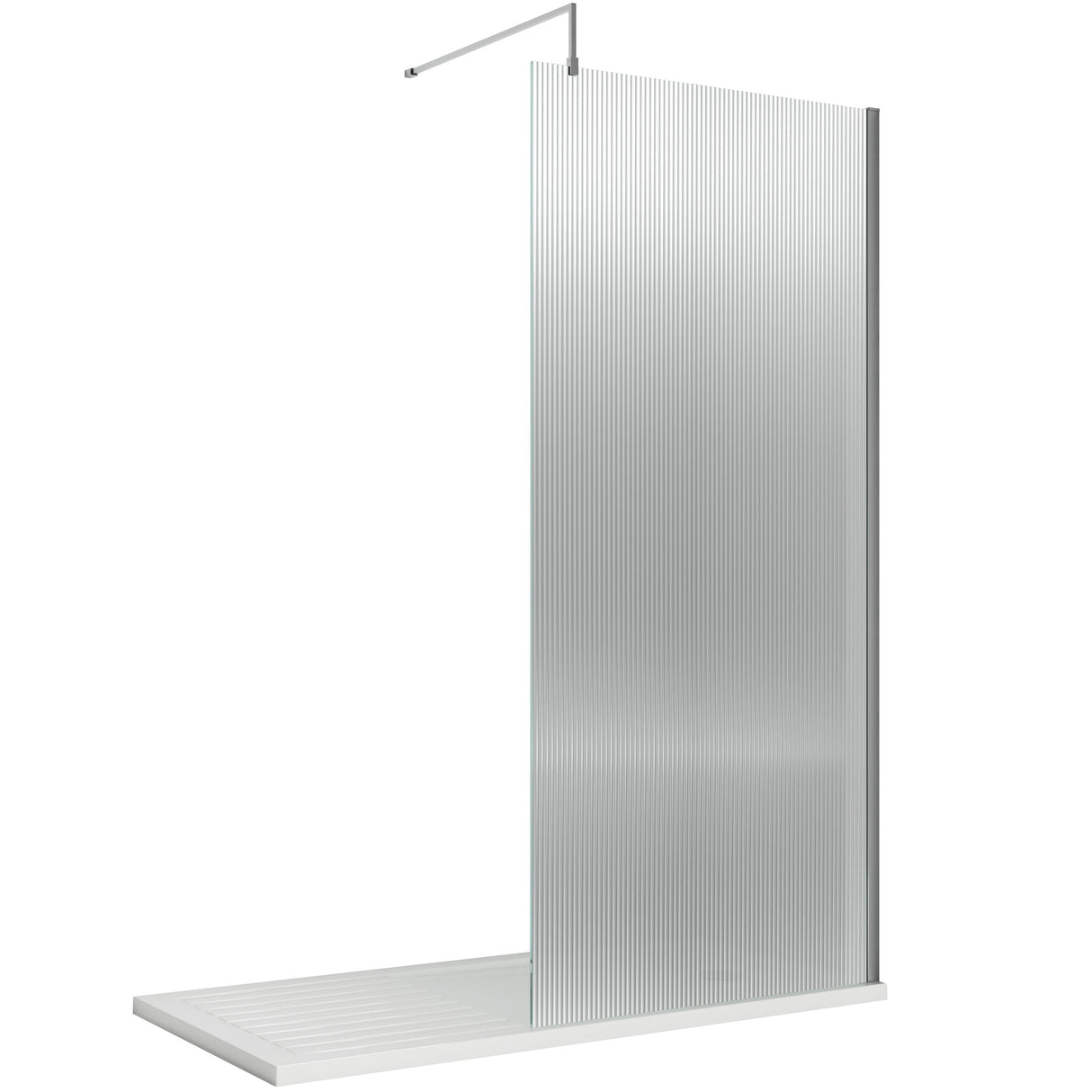 Hudson Reed 8mm Fluted Wetroom Screen - Wall Fixed - Chrome WRFL19580
