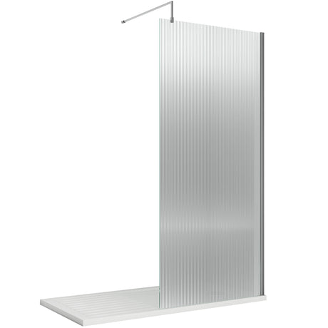 Hudson Reed 8mm Fluted Wetroom Screen - Wall Fixed - Chrome WRFL19580