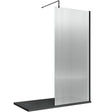 Hudson Reed 8mm Fluted Wetroom Screen - Wall Fixed - Matt Black WRFL19580BP