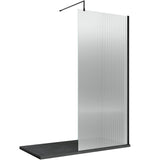 Hudson Reed 8mm Fluted Wetroom Screen - Wall Fixed - Matt Black WRFL19580BP