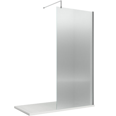 Hudson Reed 8mm Fluted Wetroom Screen - Wall Fixed - Chrome WRFL19590