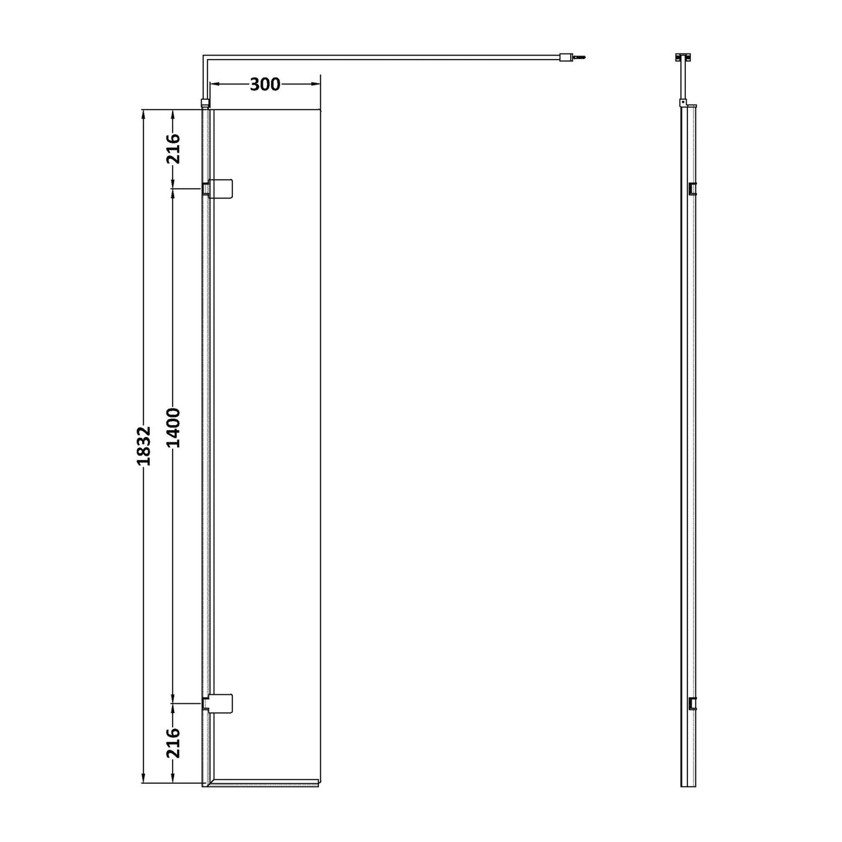 Nuie 8mm Wetroom Return Screen Chrome WRS030H LD