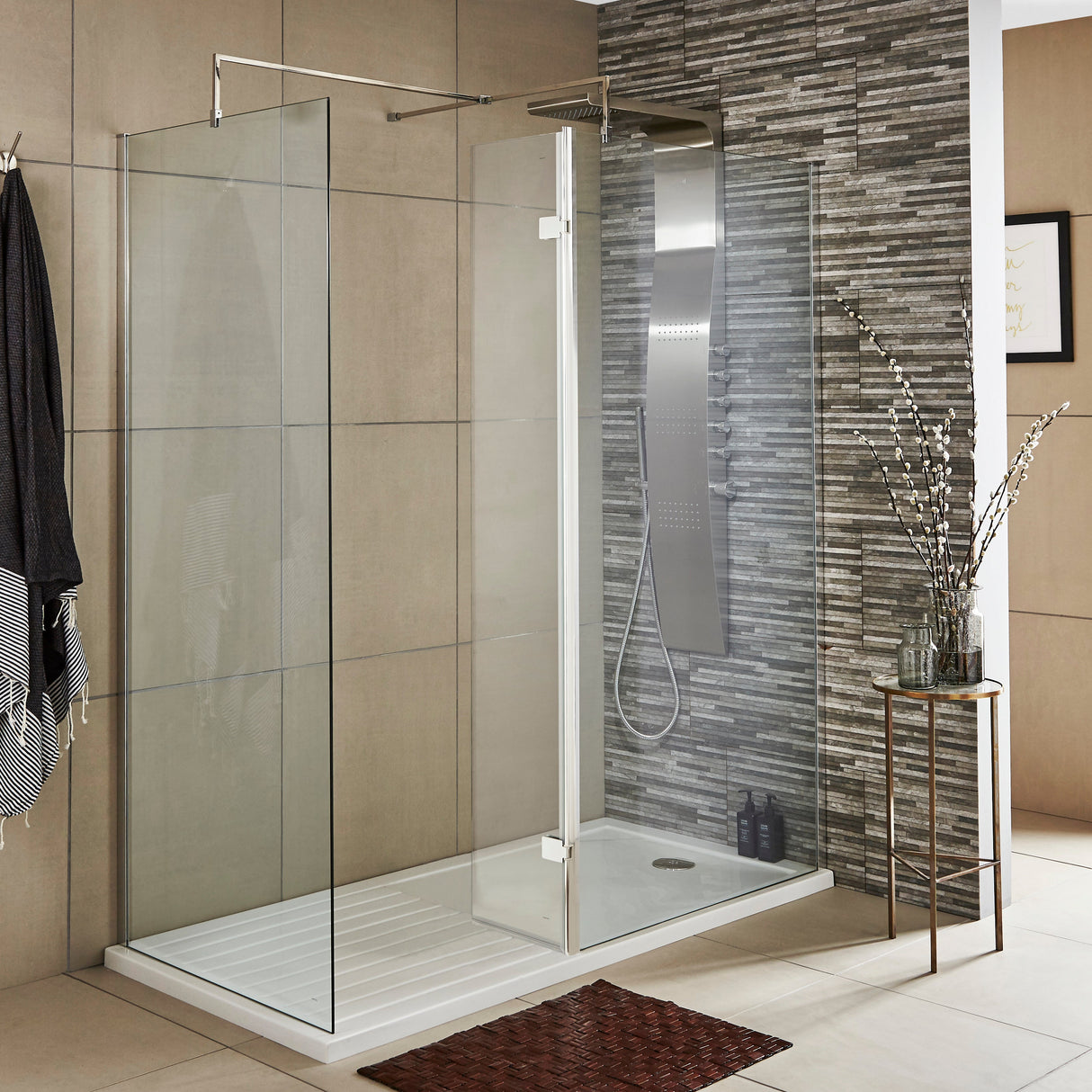 Hudson Reed 8mm Wetroom Return Screen Chrome WRSA030H LS1