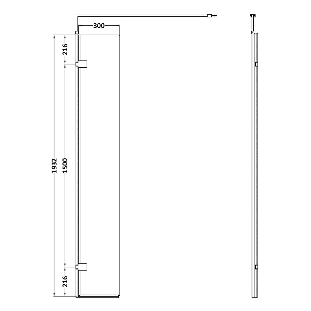 Hudson Reed 8mm Wetroom Return Screen Chrome WRSA030H LD