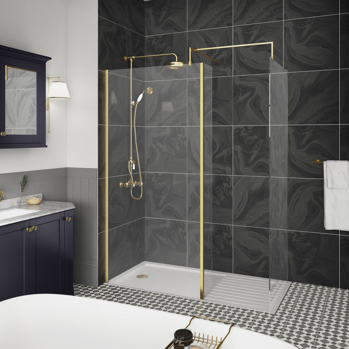 Hudson Reed 8mm Wetroom Screen Brushed Brass WRSBB70 LS2