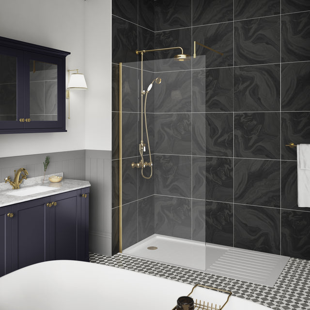 Hudson Reed 8mm Wetroom Screen Brushed Brass WRSBB70 LS1
