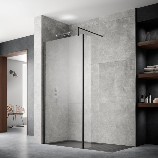 Hudson Reed 8mm Wetroom Screen Matt Black WRSBP70 LS