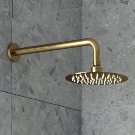 Nuie Round Stainless Steel Fixed Head Shower 200mm Brushed Brass A8082 LS