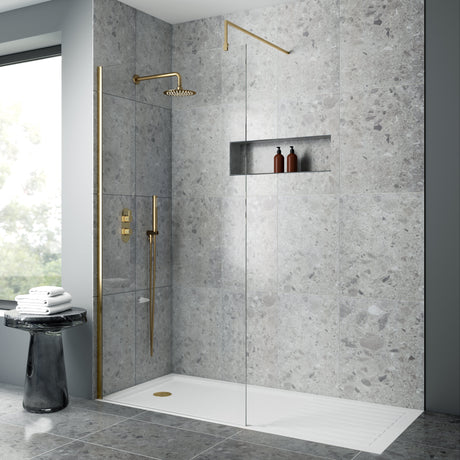 Nuie 8mm Wetroom Screen Brushed Brass WRSCBB014 LS3